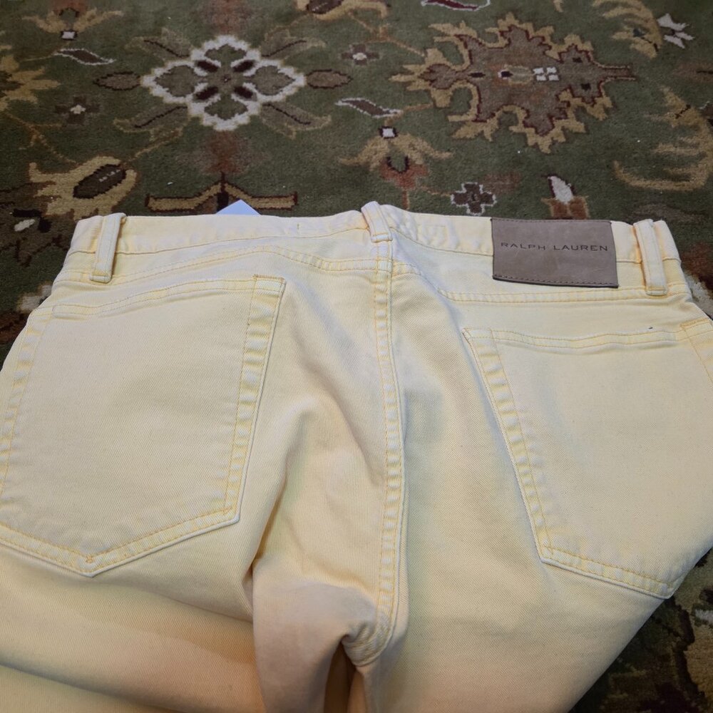 Ralph Lauren Black Label off yellow jeans 32/32 brand new button fly Gorgous
